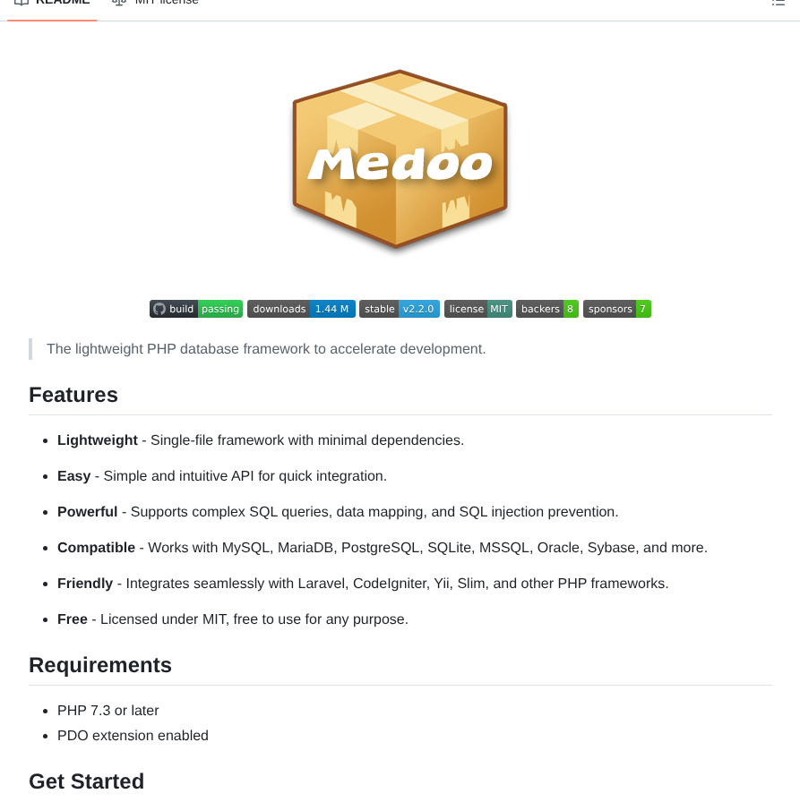 tom_doerr's tweet image. PHP database framework for SQL integration

github.com/catfan/Medoo/