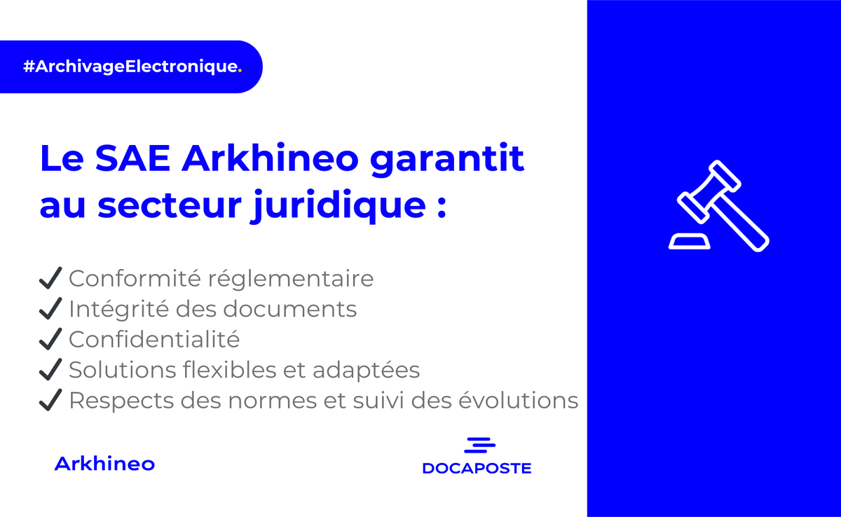 🔐Au-delà de la conformité aux normes, Arkhineo accompagne les professionnels du droit sur leurs enjeux spécifiques : volumes documentaires, cas d’usage particuliers, gestion opérationnelle, sécurité des processus.

#ArchivageÉlectronique #SAE #Juridique
