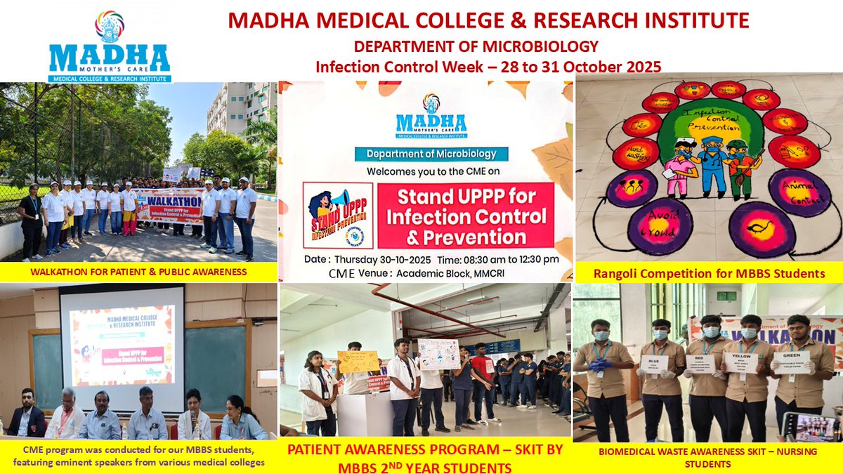 SMmcri's tweet image. Stand UPPP for Infection Control &amp;amp; Prevention - CME by Dept. of Microbiology at #MMCRI.
#Microbiology #CME
#MadhaMedicalCollege #MadhaHospital #SuperSpecialityHospital #Kovur #Chennai #Kundrathur #Madha