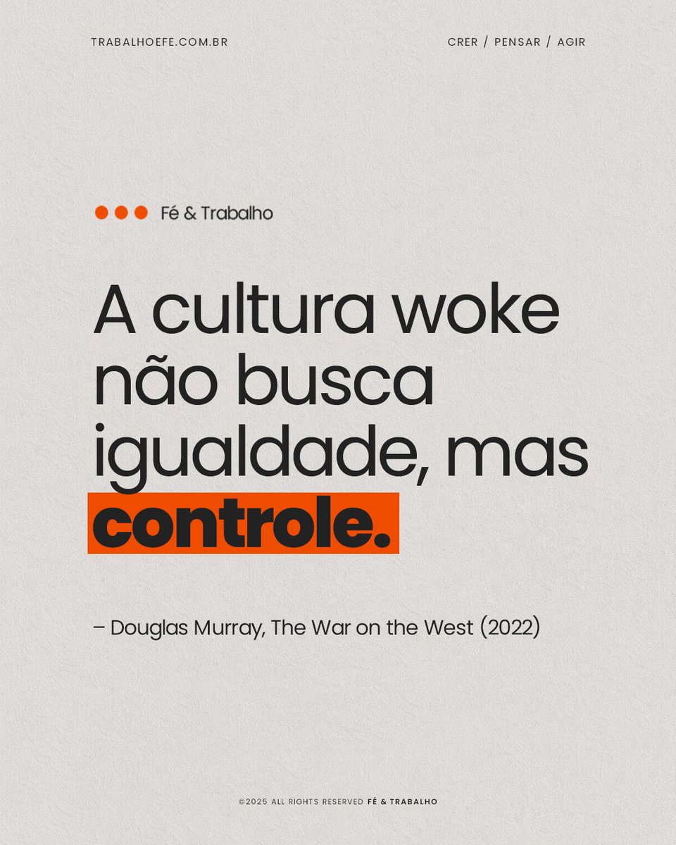 FeTrabalho1's tweet image. Murray é analista político britânico, crítico da política identitária e defensor da liberdade cultural e intelectual.

--

#frasedodia #woke #igualdade #controle