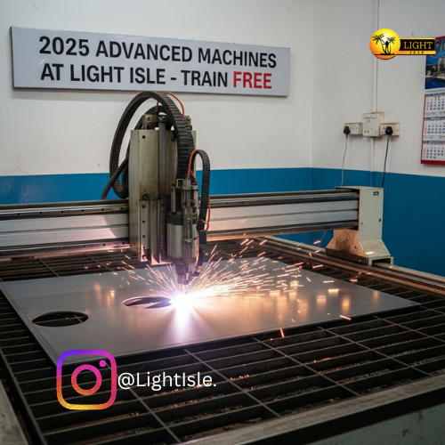 LightIsle's tweet photo. Light Isle upgrades: CNC Plasma, Auto Sewing, Digital Welders & more! Train on factory machines. Next intake Very Soon. DM βREGISTERβ now! #LightIsleSchool #AdvancedTools #NaijaFabrication https://t.co/kBt3zU9kuT