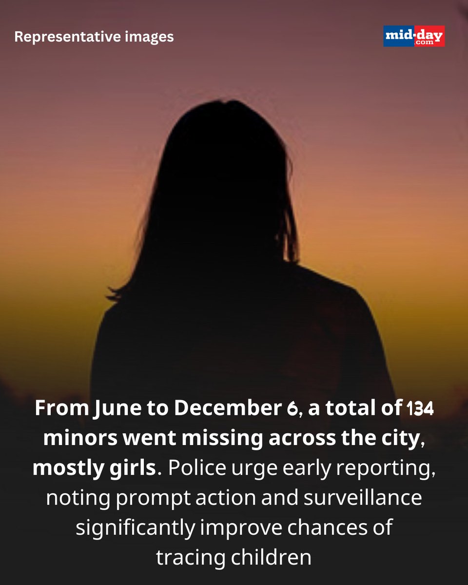 mid_day's tweet photo. Mumbai reported 82 missing children cases in 36 days, with a clear gender gap as girls formed the majority, highlighting urgent child safety concerns citywide.

From June to December 6, 134 minors went missing, mostly girls. Police stress early reporting, noting swift action greatly improves recovery chances for vulnerable children.

By ✍️: Aishwarya Iyer

Illustration 📷: Uday Mohite

Read more: https://t.co/2mOhT4pD52