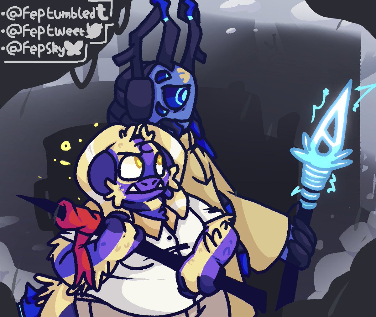 Feptweet's tweet photo. Hi guys i finished this yesterday but i forgot to post the fuckig image with the post 😭
WEEK  6:
Ecoh  AU  (AU  by  @/TariTetradactyl)
#Rainworld #Iteratorlogs https://t.co/a5YmSbvvJ6