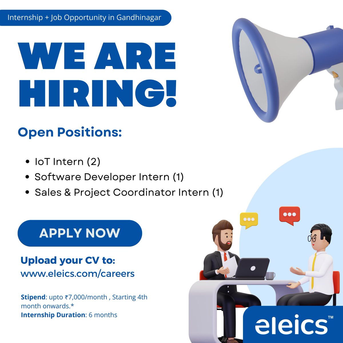 eleics's tweet photo. 🚀 Internship + Job Opportunity in Gandhinagar, Apply now!

📍 Location: Gandhinagar (on-site)
💻 Apply here: https://t.co/AJHMVXB9RO

#HiringNow #GandhinagarJobs #CareerOpportunities #nowhiring #IoTJobs #internship #internetofthings https://t.co/O1RIXx58N3