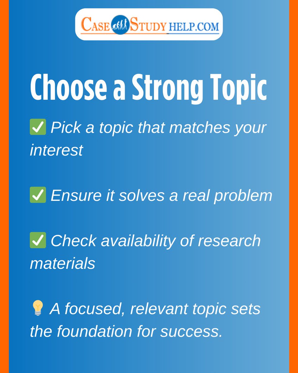 casestudyhelp's tweet image. Working on your Capstone Project?

Look at the step-by-step guide to help you choose the right topic, organize your research, and create a professional final submission.

tinyurl.com/yz3adj57

#capstoneproject #academicwriting #studentguide #researchproject #casestudyhelp