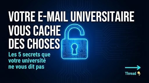 Votre adresse e-mail universitaire n'est pas juste une boîte de réception pour recevoir les newsletters de l'administration.
C'est une mine d'or d'opportunités...
​Voici 5 secrets que votre université ne vous dit toujours pas sur votre compte institutionnel. 🧵👇