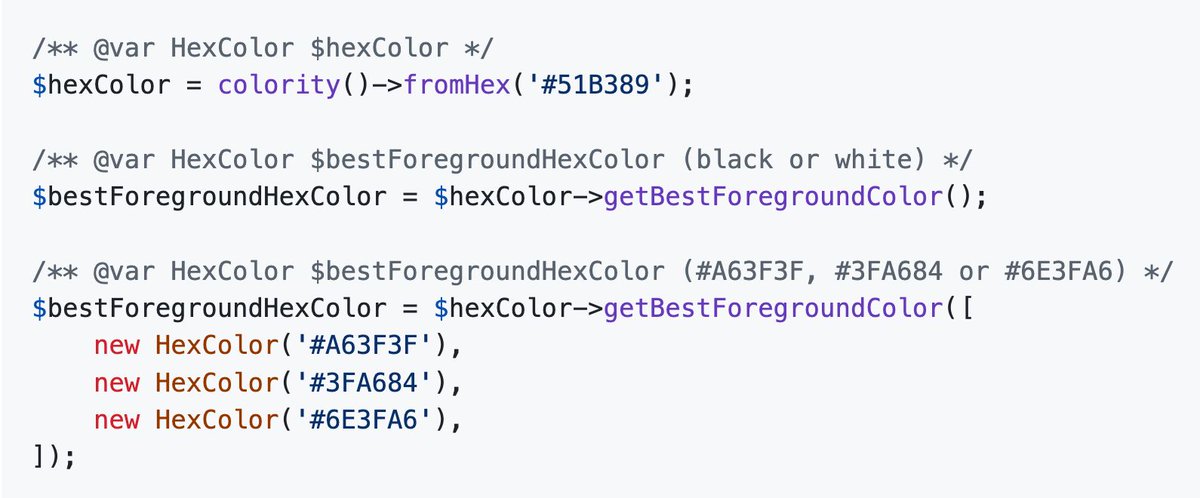 非常实用的 PHP 库！
 https://t.co/BulG4pj5qK

 tomloprod/colority 允许您：
 - 转换和验证颜色
- 获取最佳对比度颜色（使用 WCAG 2.0 标准的对比度）
从图像中提取颜色
以及更多