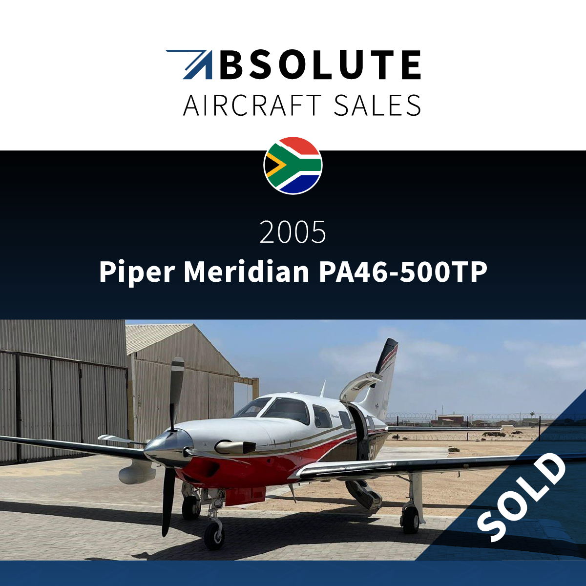 SOLD!! The 2005 PIPER MERIDIAN PA46-500TP has found a new home in South Africa.

Well done on the sale, Bertus Janse van Rensburg, with sales support provided by Melodie Krugell from The Absolute Team!

View our inventory: absoluteaviation.co.za/aircraft-sales… 
#AircraftSales #PiperMeridian