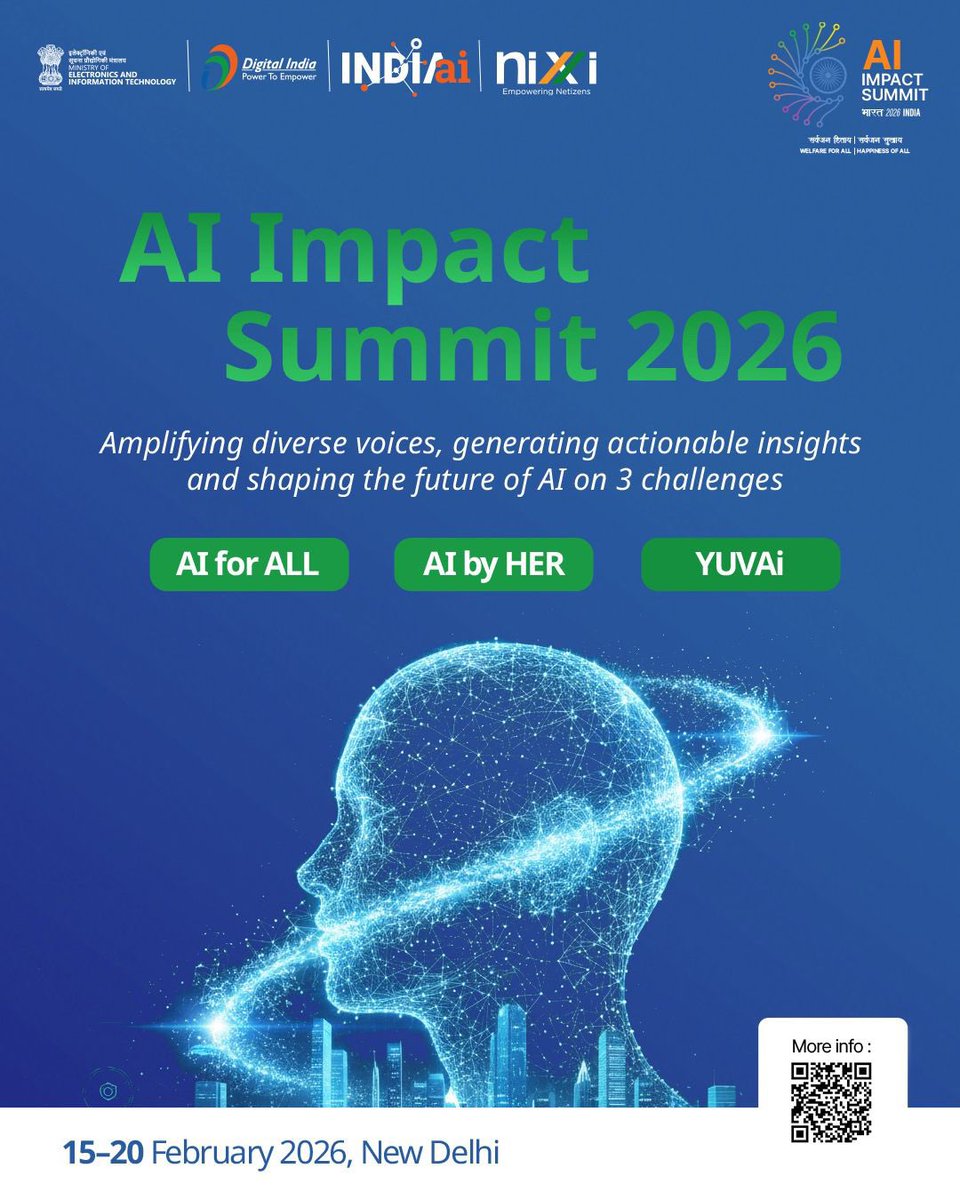 inregistry's tweet photo. The AI Impact Summit will unite global voices to shape an inclusive, responsible, &amp; transformative AI future. Watch this space for more details. Visit https://t.co/MkwE2wTV2T to know more. 

#IndiaAIImpactSummit2026 #GlobalChallanges #IndiaAI #StayUpdated #RoadToImpact #AIforALL https://t.co/8Ffz6JQ9ii