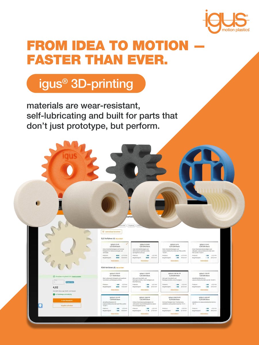 From concept to production, igus®’s industrial 3D-printing service turns complex designs into wear-resistant components with speed and precision.

Click in the link to know more - igus.in/3d-printing

#igus #3DPrinting #AdditiveManufacturing #WearResistantPlastics