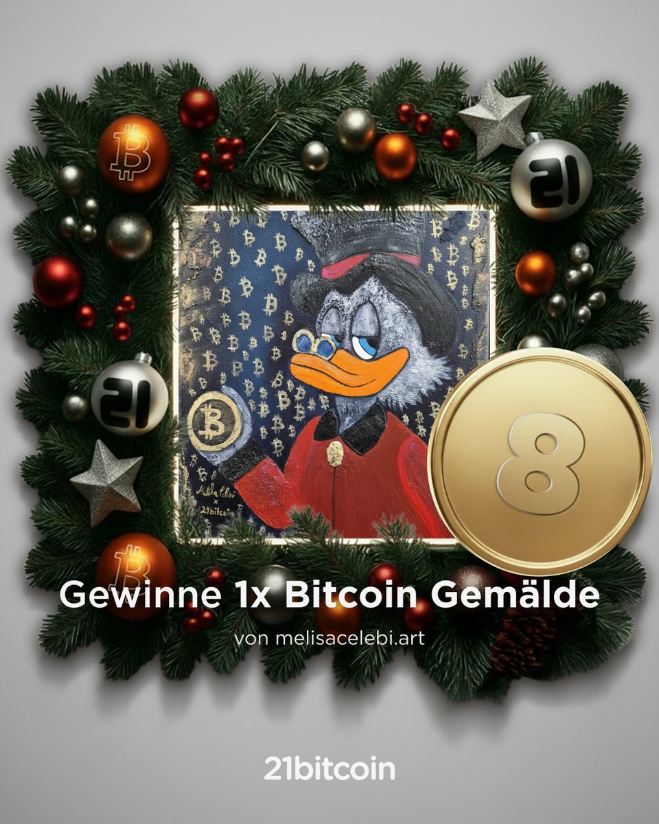 Gewinne ein Bitcoin Kunstwerk von Melisa Celebi 🖼️ 

So machst du mit:  
➡️ Folge <a href="/21bitcoinApp/">21bitcoin 🇪🇺</a> 
🔁 Teile diesen Post
💬 Kommentiere, wo du "Bitcoin Dagobert" aufhängen möchtest

Der Gewinner wird morgen, am 9. Dezember, bekannt gegeben.  

Viel Glück! 🤞