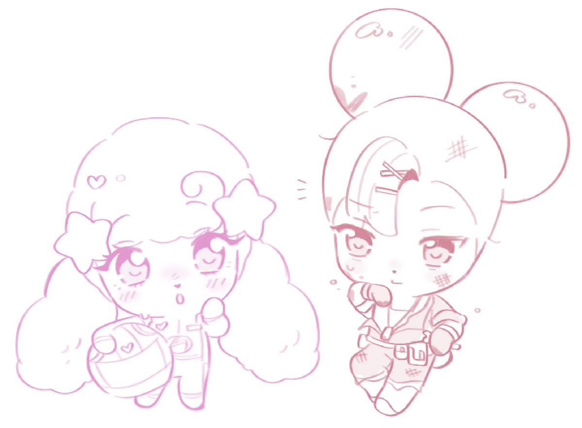 画了下뿌뿌포실的官方的友谊赛车au的if线草稿，哈哈哈哈只是我想画来帮忙修理赛车的뿌뿌ping 后续画뿌뿌포실漫画同人本时候也会加上这个好玩的if线au的😋💕
#캐치티니핑
#티니핑
#ティニピン 
#奇妙萌可