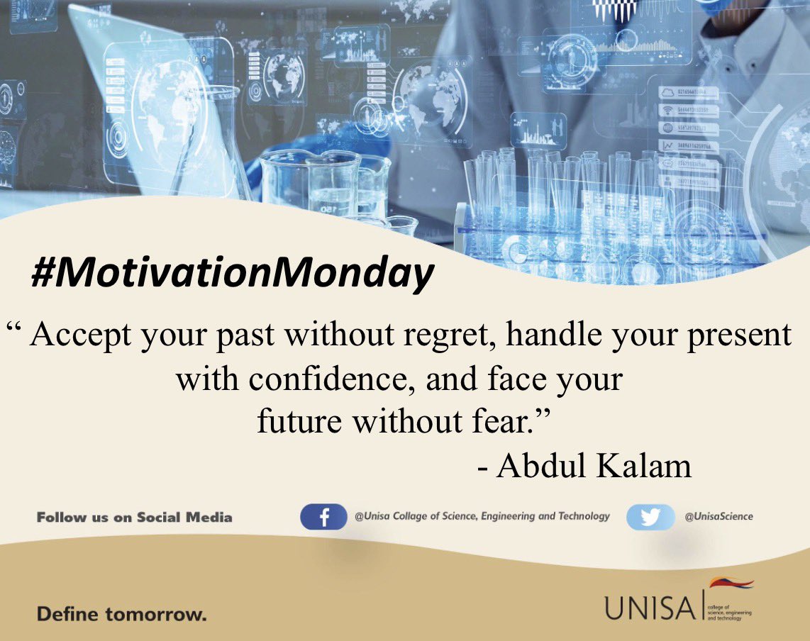 UnisaCSET's tweet image. #MotivationMonday #UNISA #CSET
#Unisa150andBeyond