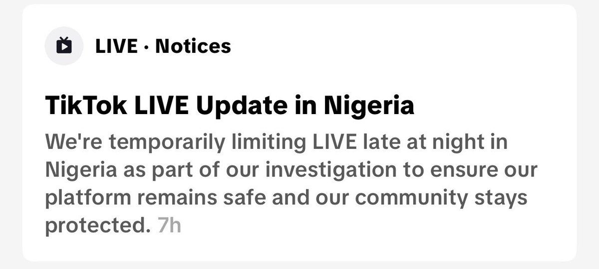 Even TikTok dey see Nigeria finish, meanwhile what’s the cause of this?

What investigation?

I’m still angry that when it comes to product y’all run to sell to Nigerians but for services you keep blocking us out. 

Anyways, the fucked up old people called government gave you