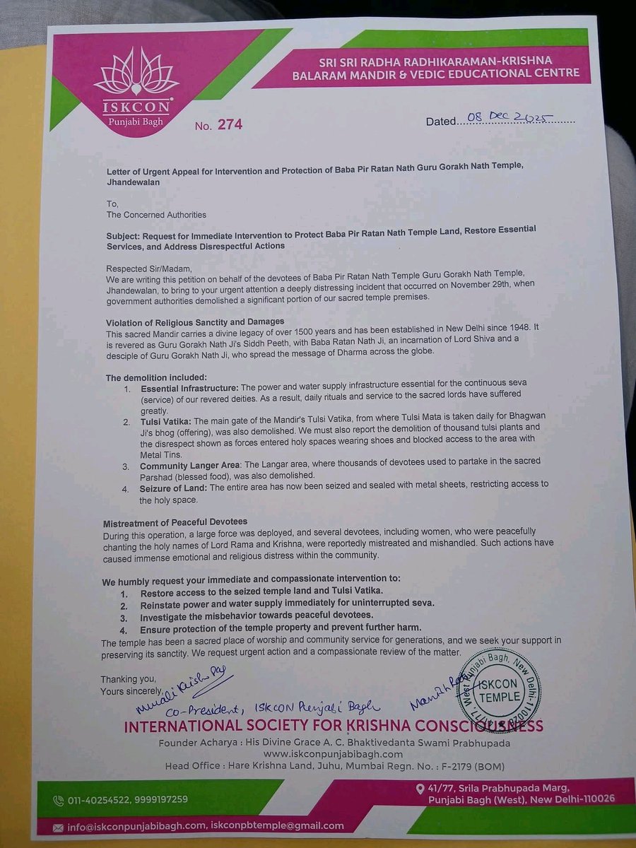 myhtc1001's tweet photo. Strong support from Iskcon, thanks for standing with Truth!!
Support for returning mandir land at Jhandewalan, New Delhi
#WakeUpModi
@AmitShah @narendramodi @narendramodi_in @PMOIndia 
@iskcon @ISKCONnews @india_iskcon @ISKCON_Dwarka https://t.co/Pi0e1baTSU