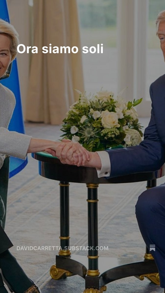 Il Mattinale Europeo è online. 

L’analisi del giorno di Oliver Grimm: “Ora siamo soli”. 

Nelle brevi: una guerra transatlantica su (una mini multa a) X; accordo sulla solidarietà migratoria; Lussemburgo contro Commissione su Schengen. Con <a href="/CSpillmann/">Christian Spillmann</a> 👇

davidcarretta.substack.com/p/ora-siamo-so…