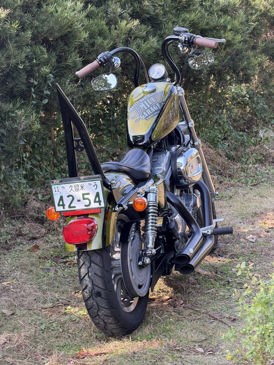 garageT&amp;Fの極太φ38シーシーバーロング取付完了 #ハーレー #スポーツスター