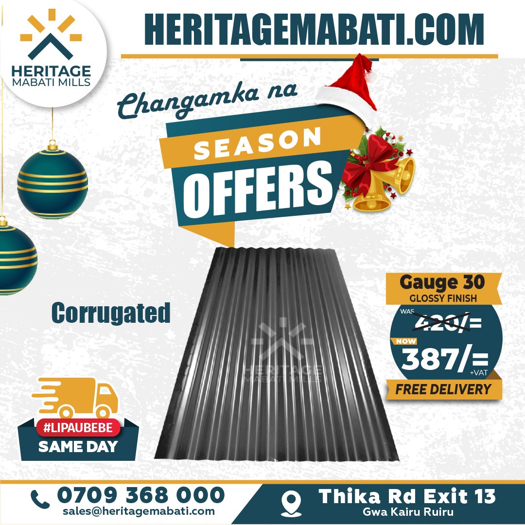 HeritageMabati_'s tweet image. 📷 December Deals zinaendelea fam! 📷
Time ya kubeautify keja imefika na Heritage Mabati!
Madiscout kali kwa ma-profiles zote ikiwemo ile ngori ya Corrugated Profile.
Pigia nambari 0709368000 ili uweke oda. Quality ni legit, bei ni soft sana. 📷
#HeritageMabati #DecemberOffers