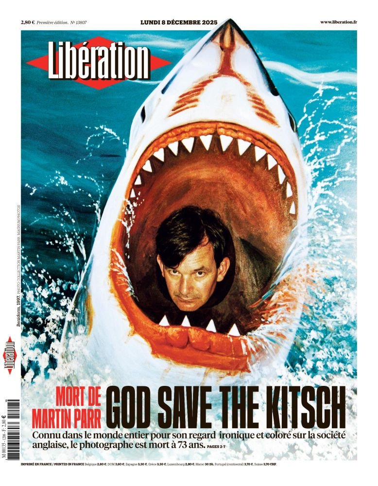 Très chouette cette Une de Libé pour rendre hommage à Martin Parr.