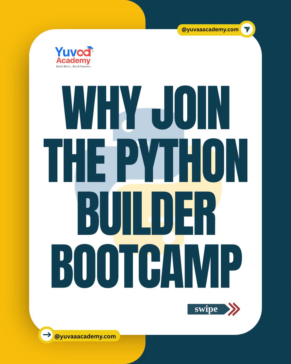 yuvaa__academy's tweet image. Python Builder Bootcamp is live.

30 days of real Python projects, APIs, and AI applications.
Hands on learning. Real industry skills.

Join now
🌐 yuvaaacademy.com/pythonbootcamp

#PythonBootcamp #YuvaaAcademy #LearnPython