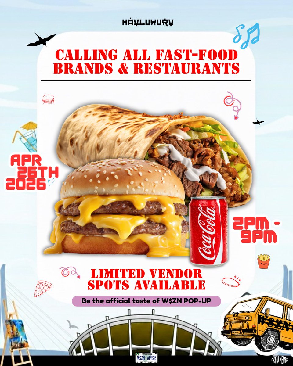 hoyluxury_ng's tweet photo. Calling all fast-food brands & restaurants.
W$ZN POP-UP (OOU || Apr 26) is opening limited vendor slots for a high-traffic, youth-driven fashion event.
Be the official taste of the experience.
DM for vendor bookings @hoyluxury (on IG)
#oou #wszn #oouites https://t.co/D2kqkl0TIn