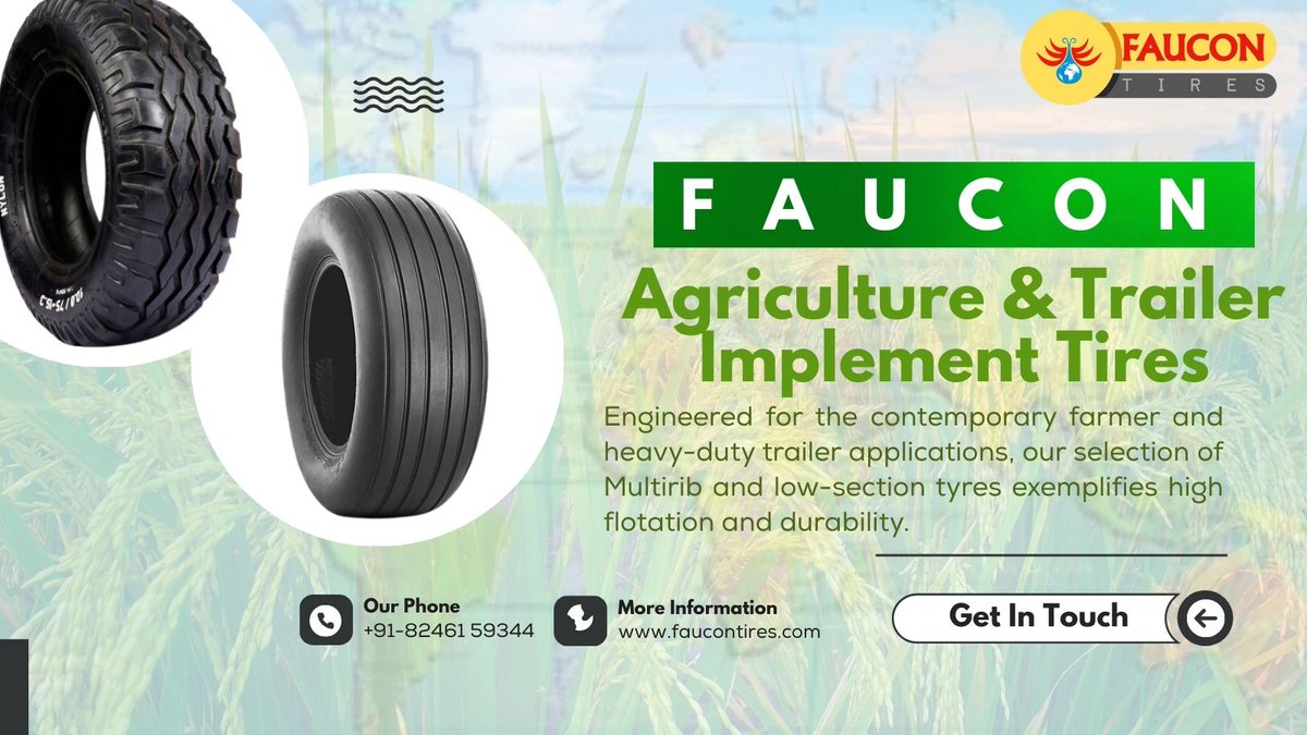 FauconI97681's tweet image. With extra reinforced plies, these tyres are built to support higher loads, ensuring that your farm implements are always ready for the task at hand. faucontires.com, www.tyro-india.comPhone / Whatsapp +91-8264159344 Email - faucon@faucontires.com#agricultural #implement