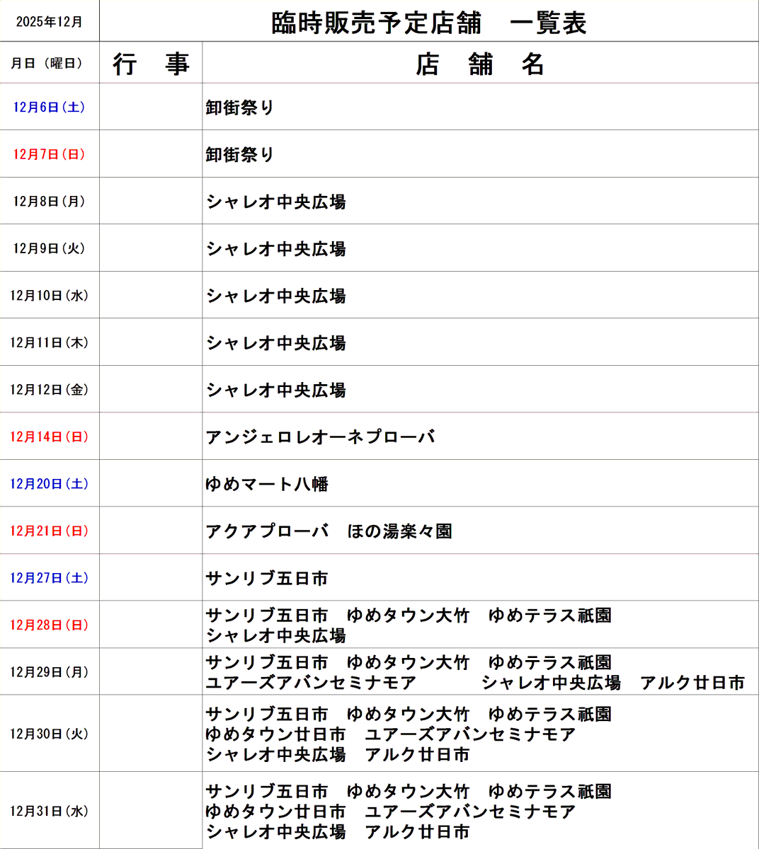 rijyoumoti's tweet photo. こんにちは

12月の対面予定店舗です。
今年は冷え込む日が多いようです、
お餅が美味しく頂け��と幸いです。

ぜひお立ち寄りください。

＃鯉城餅
＃お餅
＃正月
＃広島 https://t.co/HAjQPbXver