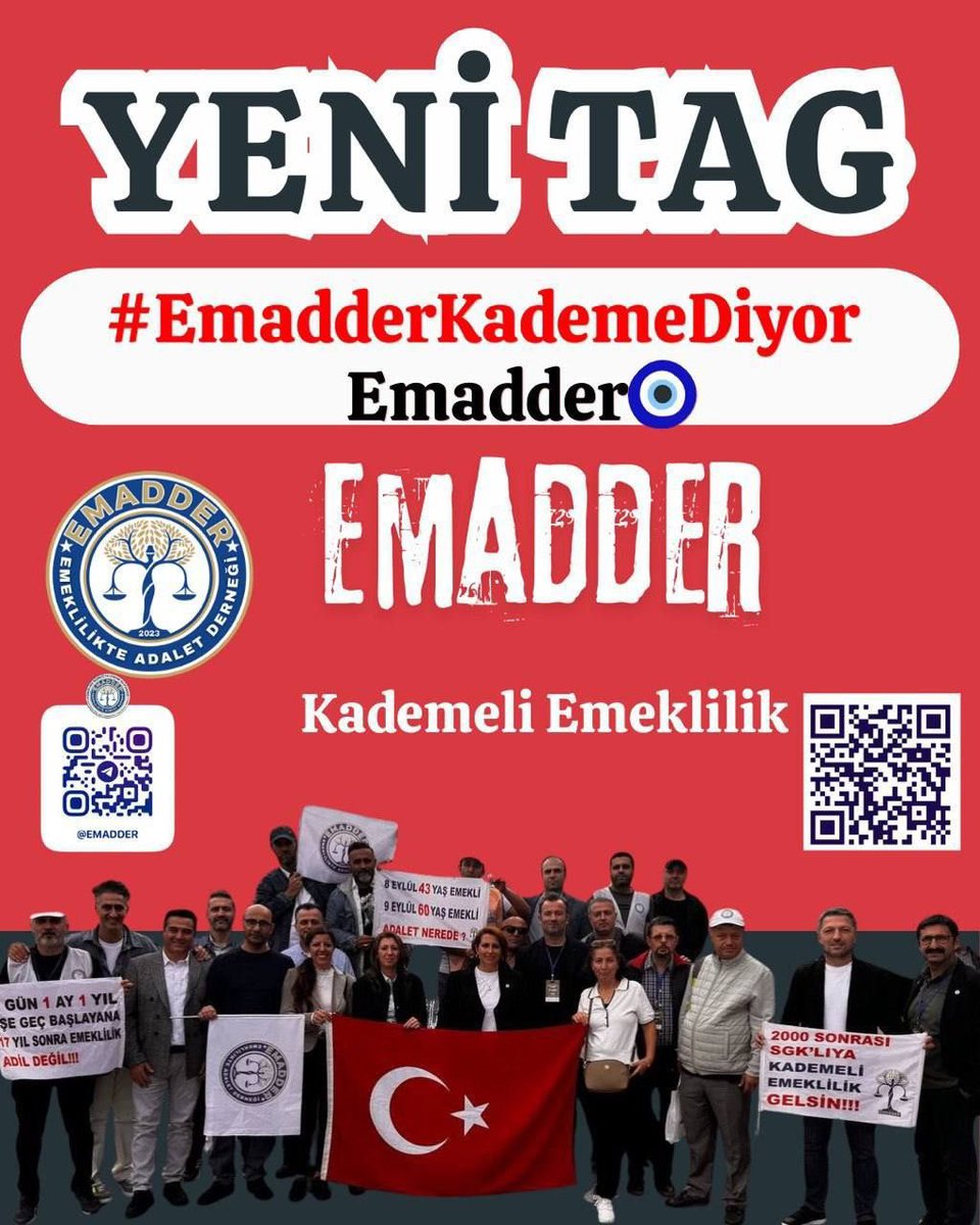 mihribanugurluu's tweet photo. 📣📣 TAG DUYURUSU 📣📣
👇👇👇👇👇👇
Emadder🧿
#EmadderKademeDiyor

Yıllardır süren adaletsizliğe karşı dimdik duran topluluğun adı EMADDER…
Ve bugün bir kez daha diyoruz ki:
Kademeli emeklilik haktır, gasp edilemez!

Biz diyoruz ki:
“Geç gelen adalet adalet değildir!”
Bu nedenle kademe düzeni artık kaçınılmazdır.

EMADDER olarak sesimizi yükseltmeyi sürdürüyoruz:
Hiçbir emekçinin alın teri bir tarih farkına kurban edilemez!

Emeklilikte Adalet Derneği 

@Akparti
@MHP_Bilgi
@iyiparti
@herkesicinCHP
@rprefahpartisi
@tipgenelmerkez
@zaferpartisi
@SaadetPartisi 
@devapartisi 
@anahtarparti
@sgksosyalmedya
@bbpgenelmerkez

@EmadDernegi

Emadder🧿
#EmadderKademeDiyor