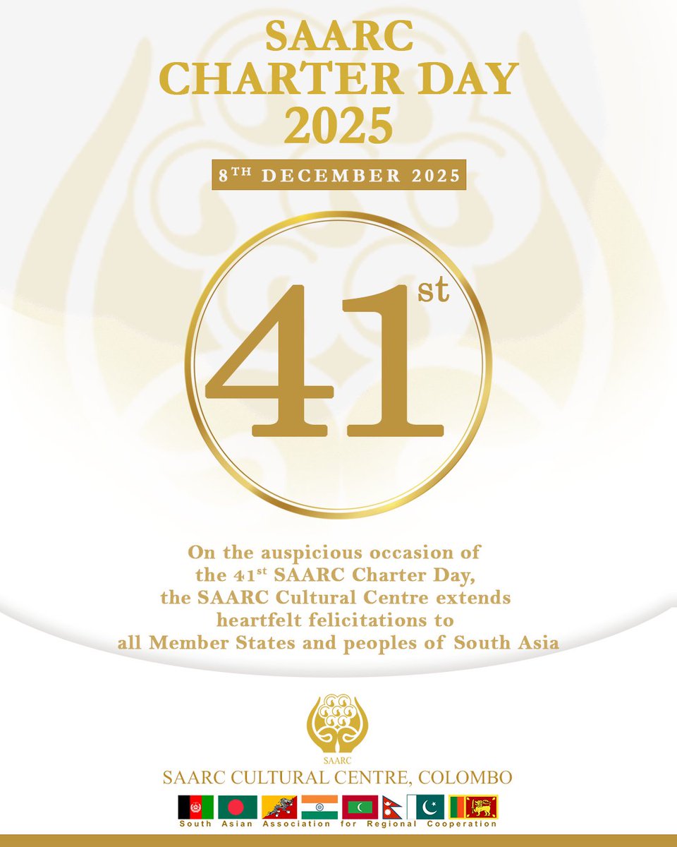 On  the auspicious occasion of the 41st SAARC Charter Day, the SAARC  Cultural Centre extends heartfelt felicitations to all Member States and  peoples of South Asia.
