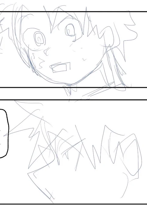 これはやる気のないときに描いていた下絵。
と、今日頑張ってペン入れした線画。 