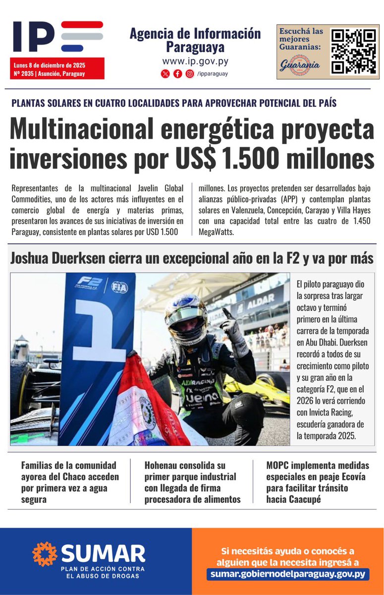 🗞 Compartimos los principales titulares de la <a href="/IPParaguay/">IP Paraguay</a>

💻📲Toda la información actualizada del día en ip.gov.py