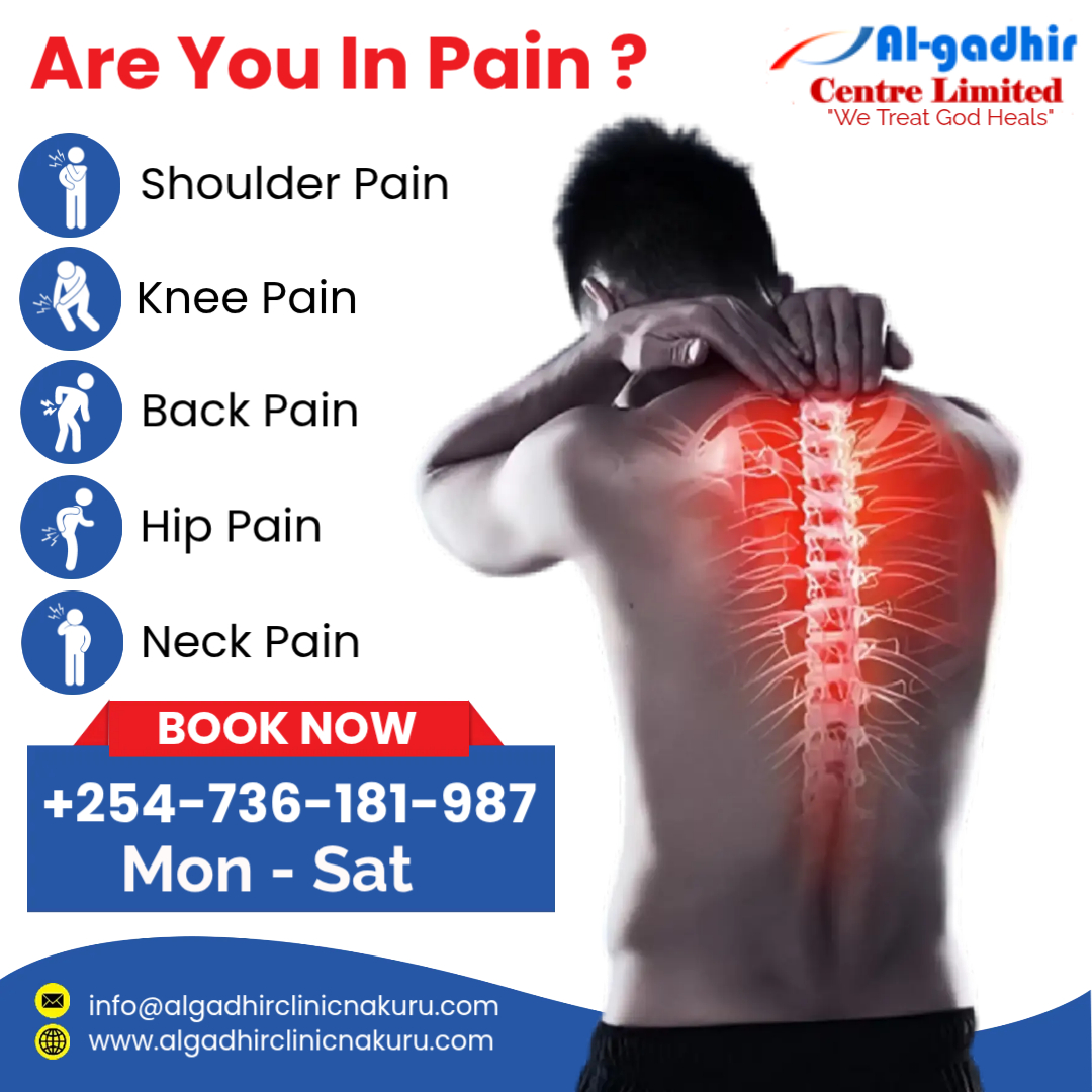 AlgadhirL's tweet photo. Pain shouldn’t slow your life. Our specialists treat all joint and spine pain with care and expertise. Book now via +254-736-181-987. 
Visit us Monday-Saturday for relief. https://t.co/TTOJGlnrbf