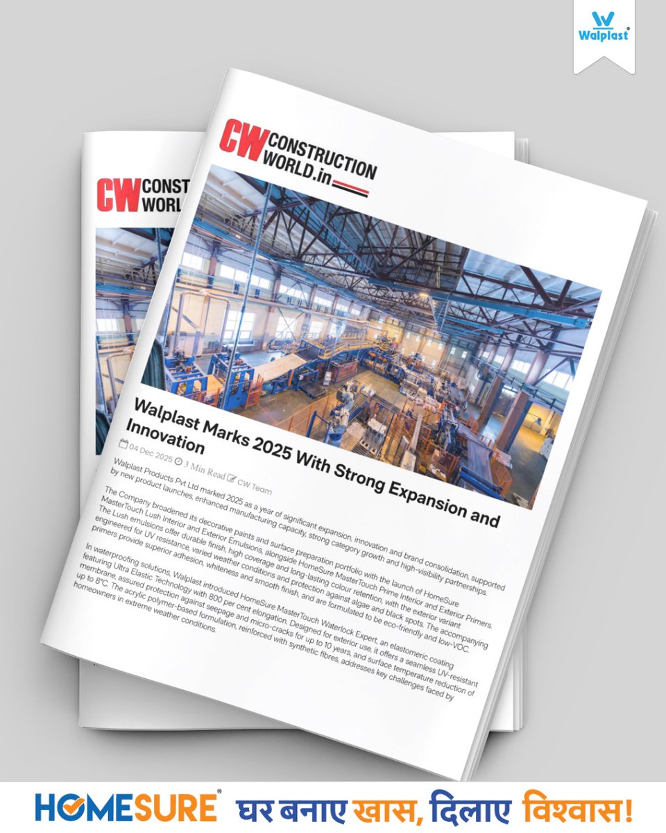 Walplast's tweet photo. Walplast reflects on a milestone-filled 2025,new solutions, stronger manufacturing, & key #industrypartnerships. Featured in the latest #ConstructionWorld issue, we now step into the new year ready to build on this momentum.
#WalplastJourney #InfrastructureGrowth #Walplast https://t.co/ap84bgOIGY