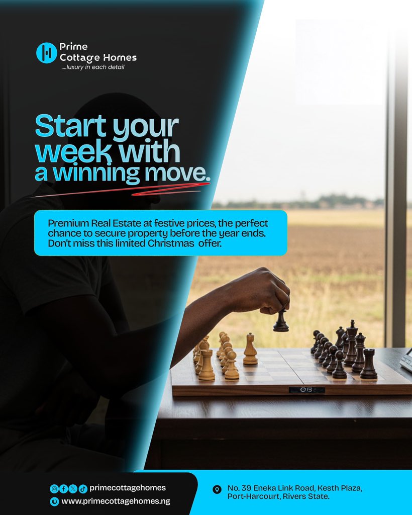 While carols fill the air and joy wraps the season in warmth, your next chapter awaits.
Make your winning move with our Christmas real estate deals and enter the new year with a melody of peace, value, and growth.
#primecottagehomes #realestateinportharcourt #portharcourt