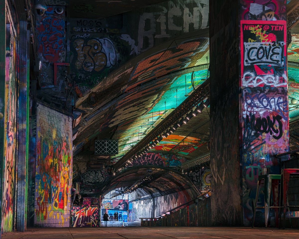 stevieand's tweet photo. My second shot from Leake Street, a tunnel that’s basically a giant canvas.
Layers of paint on top of more paint, all catching that weird, colourful light from above.

It’s chaotic, messy, creative… and very London.

#LeakeStreet #LeakeStreetTunnel https://t.co/LF3JBUftGU