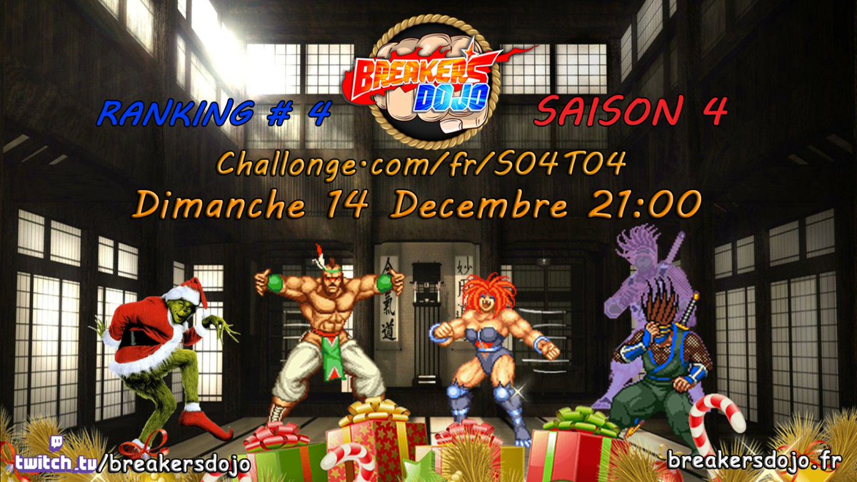 BreakersDojo's tweet image. HohoHo !
Le dernier ranking de 2025 c'est pour Dimanche Prochain. On sera le Dimanche 14 Décembre et c'est à 21h comme d'hab !

Pour s'inscrire dès maintenant c'est par là =&amp;gt;
challonge.com/fr/S04T04

Bonne semaine à tous