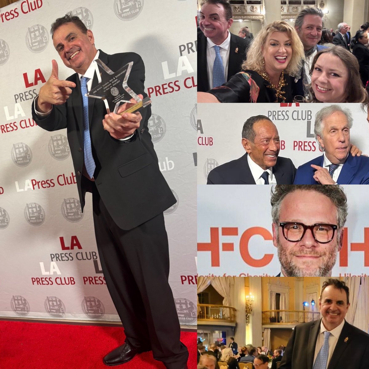 Great night at the National Entertainment Journalism Awards where I picked up a second place prize and enjoyed first class speeches from Seth Rogen, Henry Winkler and Paul Anka. Thanks and congrats ⁦<a href="/LAPressClub/">LA Press Club</a>⁩