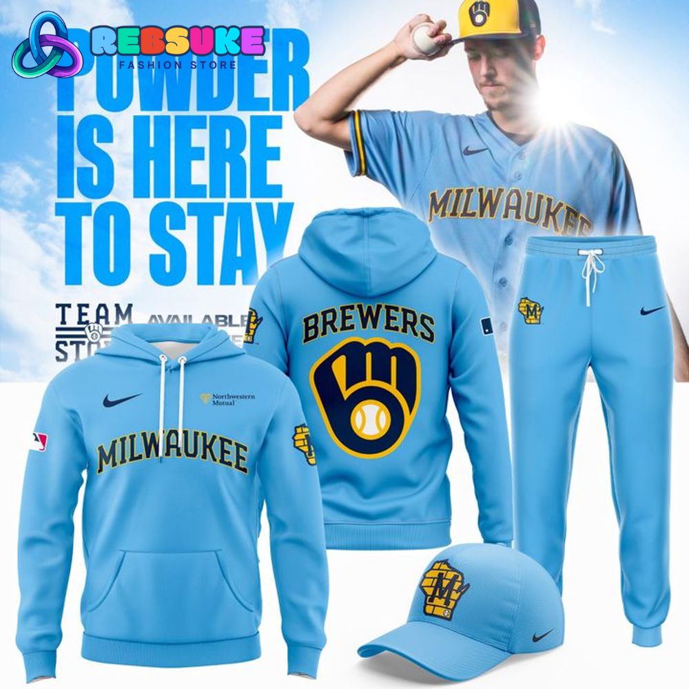 RebsukeStore's tweet image. That powder blue drip is back! 💙 Grab the Brewers 2025 Powder Blue Special Hoodie Set. This limited-edition matching gear is the perfect way to rock the classic throwback style all season long!

#ThisIsMyCrew #PowderBlue #Brewers 
Buy Now: rebsuke.com/product/milwau…