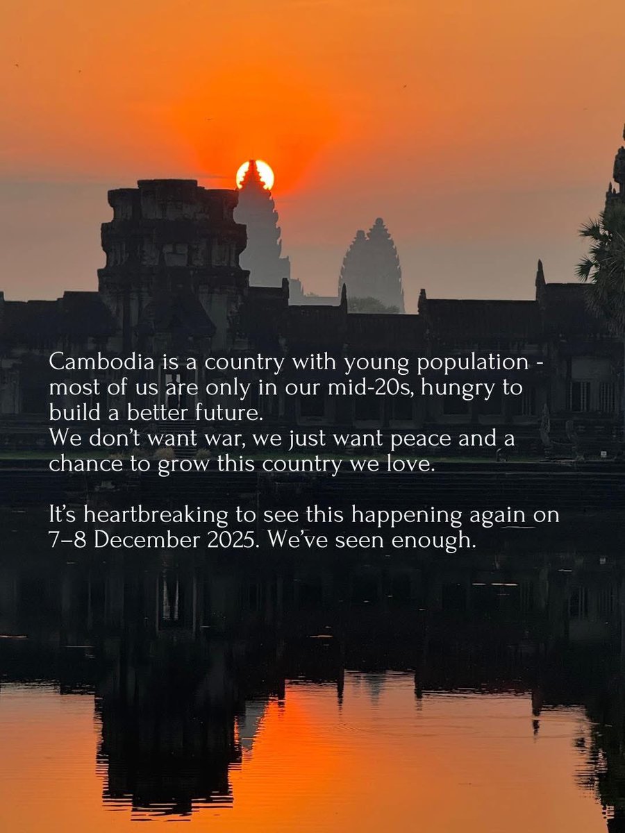 KChanfany77687's tweet photo. #thailandstartwar #thailandattackcambodia
We need peace, Cambodian people need peace. Leave us alone. https://t.co/34HKh0Th1j