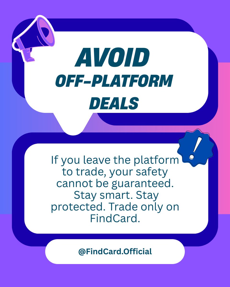 Find_Card's tweet image. ⚠️ Stay Safe!
Never trade outside trusted platforms — you could lose your money. 🔒💸
#findcardapp #cardsforcash #usdt #safetrading #SecurityAlert