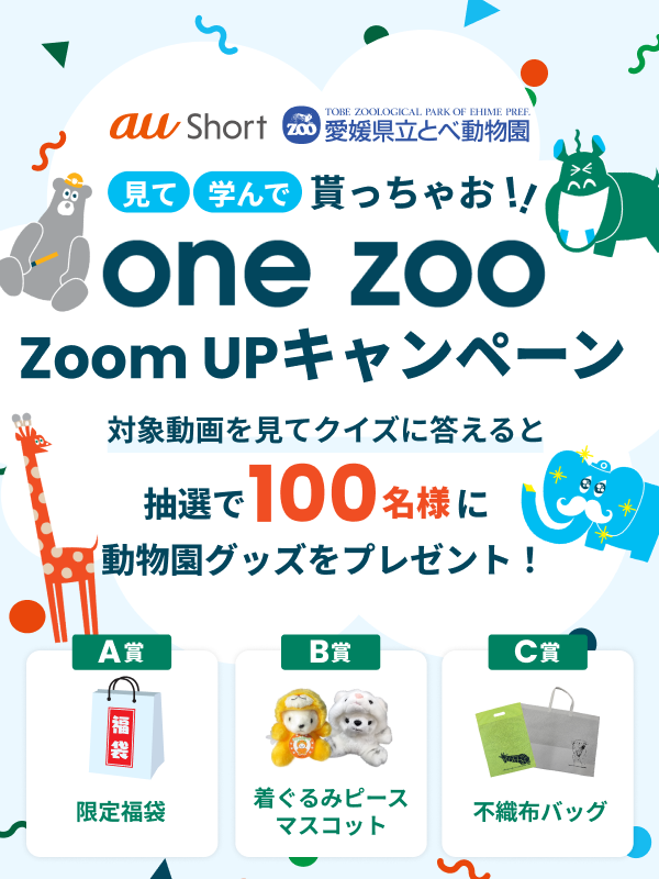 au_official's tweet photo. ／
終了間近！
100名様にかわいい
#とべ動物園 オリジナルグッズをプレゼント🎁
＼

#auShortアプリ で対象動画を見てクイズに回答🐻‍❄️
正解者の中から抽選で
愛媛県立とべ動物園の限定グッズが当たります！
特賞は、福袋(5,000円相当)10名様🎉

one zoo Zoom UP キャンペーンの
応募は12月10日(水)AM9:59まで✅
au Shortアプリで見て、学んで、貰っちゃおう！

詳細はリプライで✨