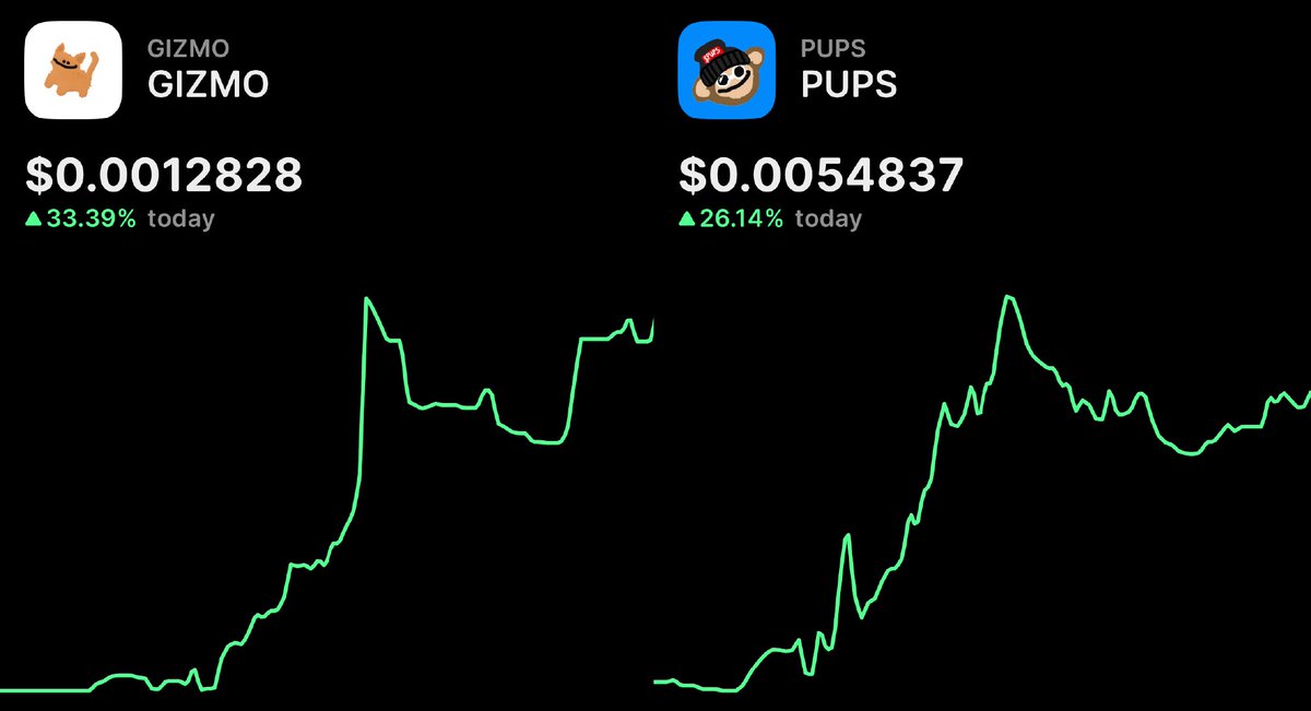 BREAKING: Bitcoin Runes are pumping today with $GIZMO up +33.3% and $PUPS up +$26.1%