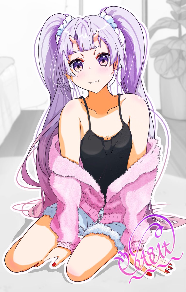 せりちゃんの部屋着イラスト完成っ(￣∀￣) #おにみゃあーと