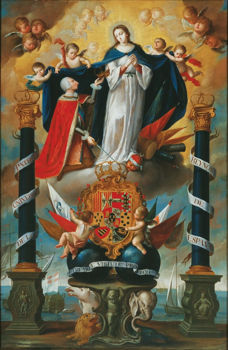 Inmaculada Concepción, Patrona Mayor de las Españas; Patrona del Requeté, de la juventud carlista, de la Infantería…

«La española monarquía bajo tu invicto pendón de la Iglesia siempre el brazo fue y del hereje terror».
(Himno de la Novena a la Inmaculada, de Sardá y Salvany).