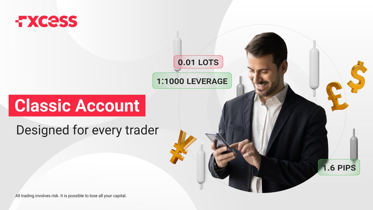 fxcessglobal's tweet photo. The Classic Account is designed for traders who value simplicity and flexibility, offering smooth execution and low entry requirements.⚡📈
 
Spreads start from 0.5 pips with flexible leverage and 24/5 support.🎯
 
Open your classic account now ➡ https://t.co/stiBQE0yfM

#forex https://t.co/Qwd9HnB7Yx