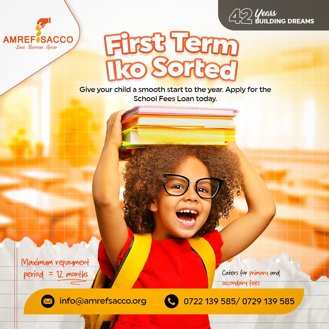 No more January fees stress🎒 

Apply for the AMREF Sacco School Fees Loan and start the year with peace of mind.

#IkoSorted #AMREFSacco #SchoolFeesLoan #FirstTermReady #BackToSchool