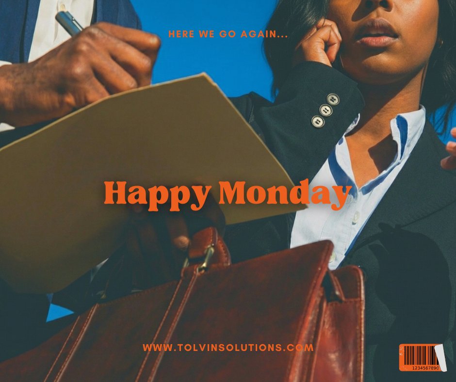 Here we go again!
💬A fresh Monday and a brand new chance to reset, refocus, and push toward your goals. Let’s take on the week with energy and intention.

 Happy Monday! 💼✨
#MondayMotivation #TolvinSolutions