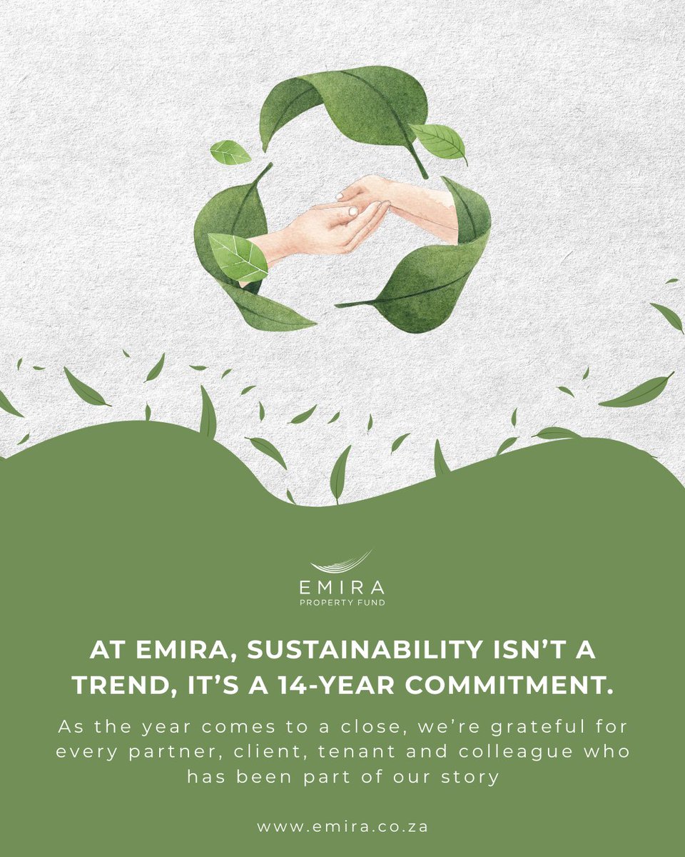 At Emira, sustainability isn’t a trend, it’s a 14-year commitment.

#EmiraPropertyFund #ESG #Sustainability #EnvironmentalStewardship #ClimateResilience #RenewableEnergy #GreenFuture
