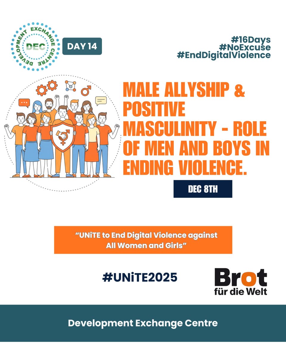 "Men and boys have a crucial role in ending violence. Promoting positive masculinity and male allyship creates safer communities. Stand up, speak out, and lead change. #PositiveMasculinity #MaleAllyship #EndViolence #DEC"