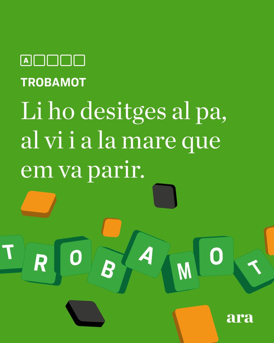 Oh què fàcil...

Enllaç: jocs.ara.cat/trobamot/

#ARAjocs #trobamot #passatempsencatala #jocsdellengua #diariARA